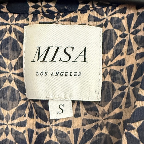 Misa Los Angeles Navy and Tan Patterned Women's Dress - Picture 2 of 4